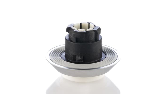 Attuatore pulsante Schmersal NDL WS, bianco, diametro 22mm, IP69K, per applicazioni igieniche. Dimensioni 28mm x 44,5mm.