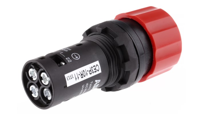 Pulsante di arresto di emergenza ABB CE3P-10R-11, montaggio a pannello, diametro 22.5 mm, grado di protezione IP69K, colore rosso.