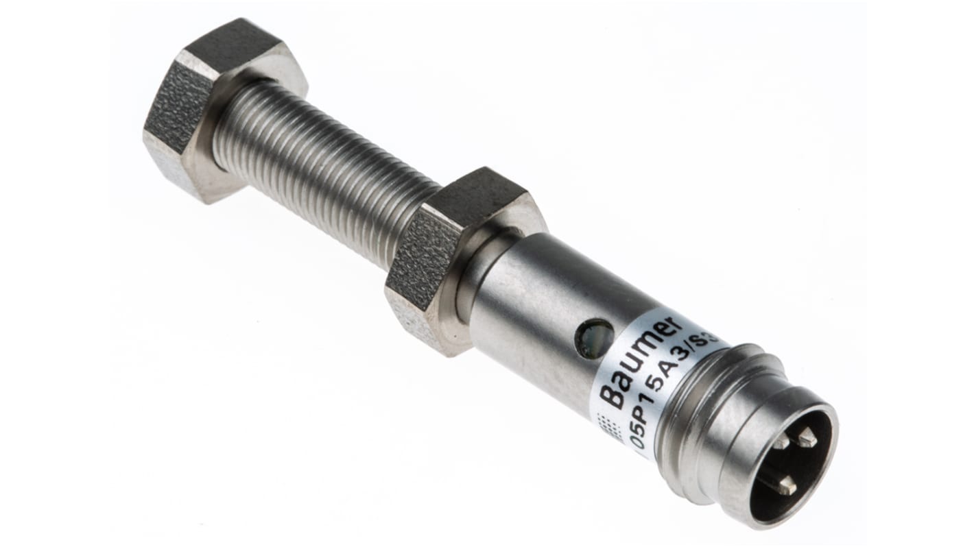 Baumer IFRM 05P15A3/S35L, sensore induttivo cilindrico PNP M5, rilevamento 1 mm, IP67, alimentazione 10-30 V c.c.