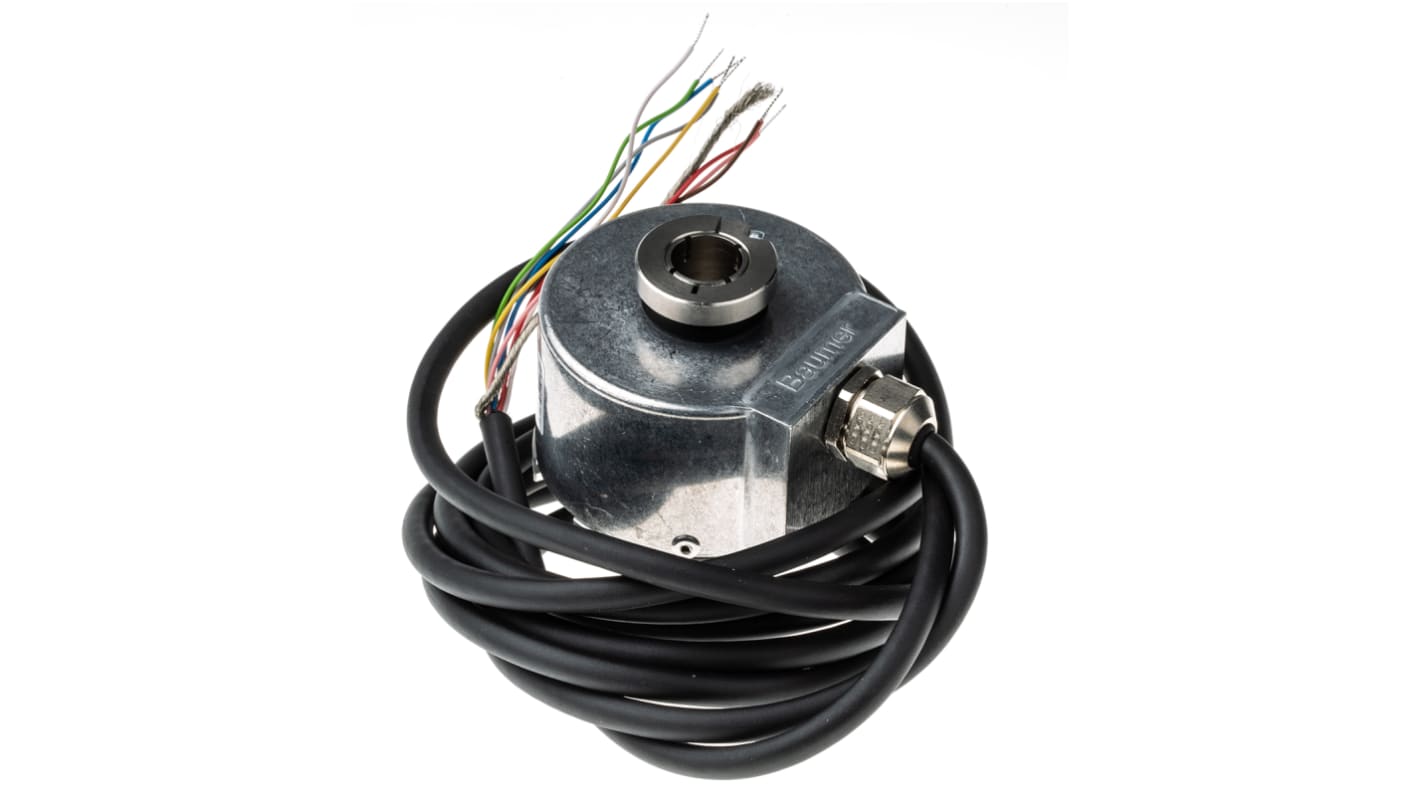 Encoder incrementale Baumer BHG 16.25W1024-B2-5, tecnologia ottica, 1024 impulsi/giro, montaggio su albero 12mm, IP42.