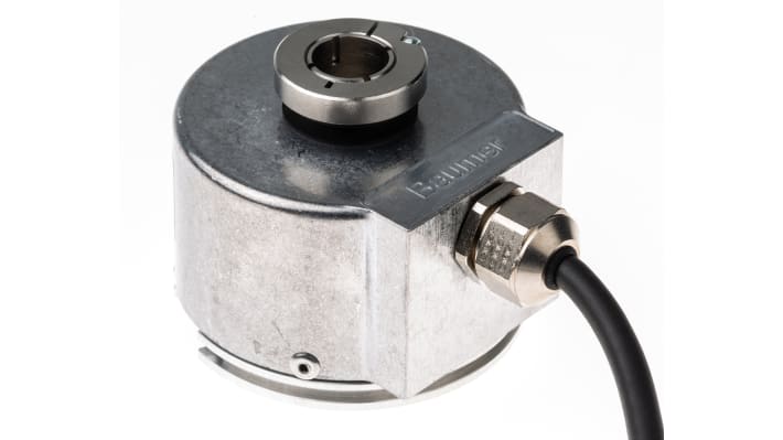 Encoder incrementale Baumer BHG 16.25W1024-B2-5, tecnologia ottica, 1024 impulsi/giro, montaggio su albero 12mm, IP42.