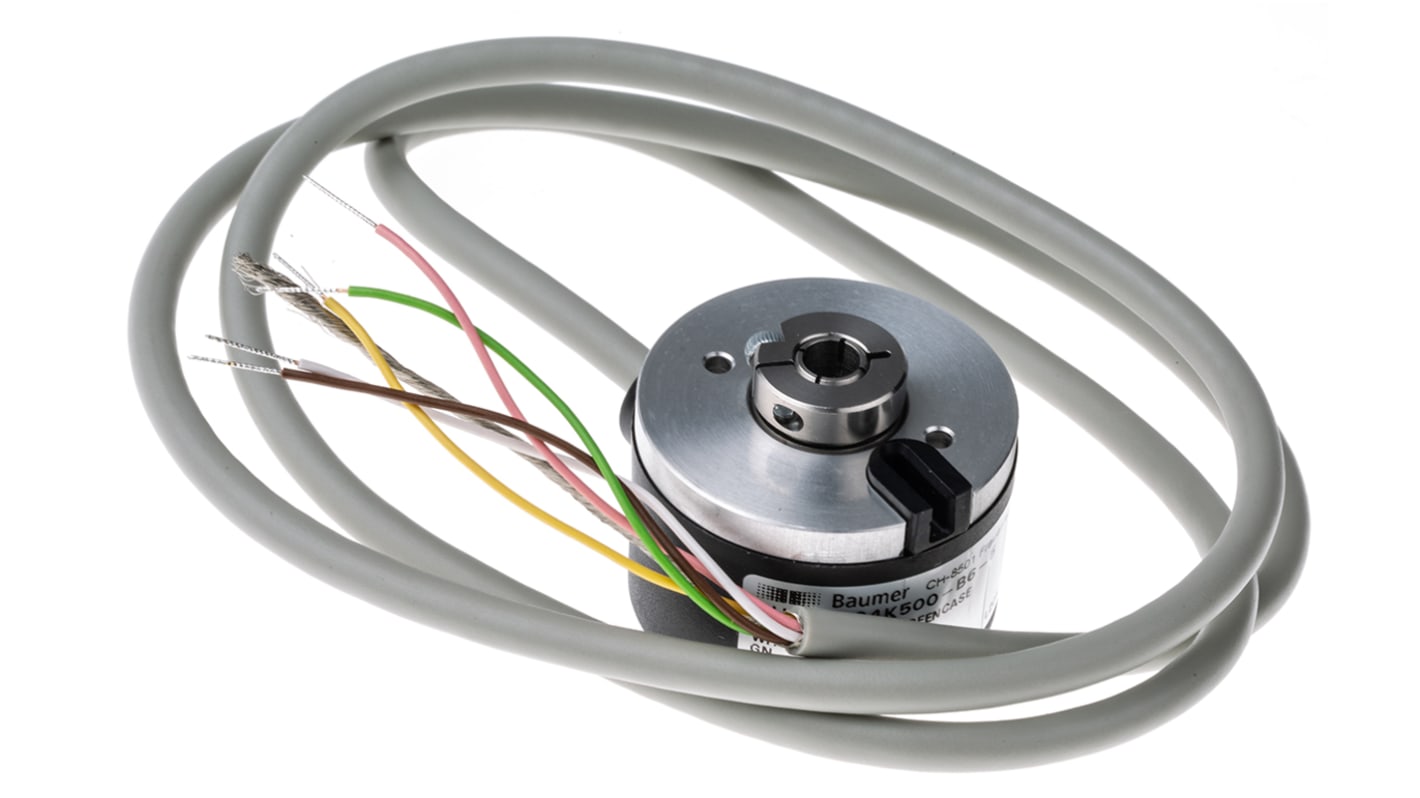 Encoder incrementale Baumer BHK 16.24K500-B6-5, 500 impulsi/giro, flangia in alluminio, albero 6 mm, IP42, 10-30 V c.c.