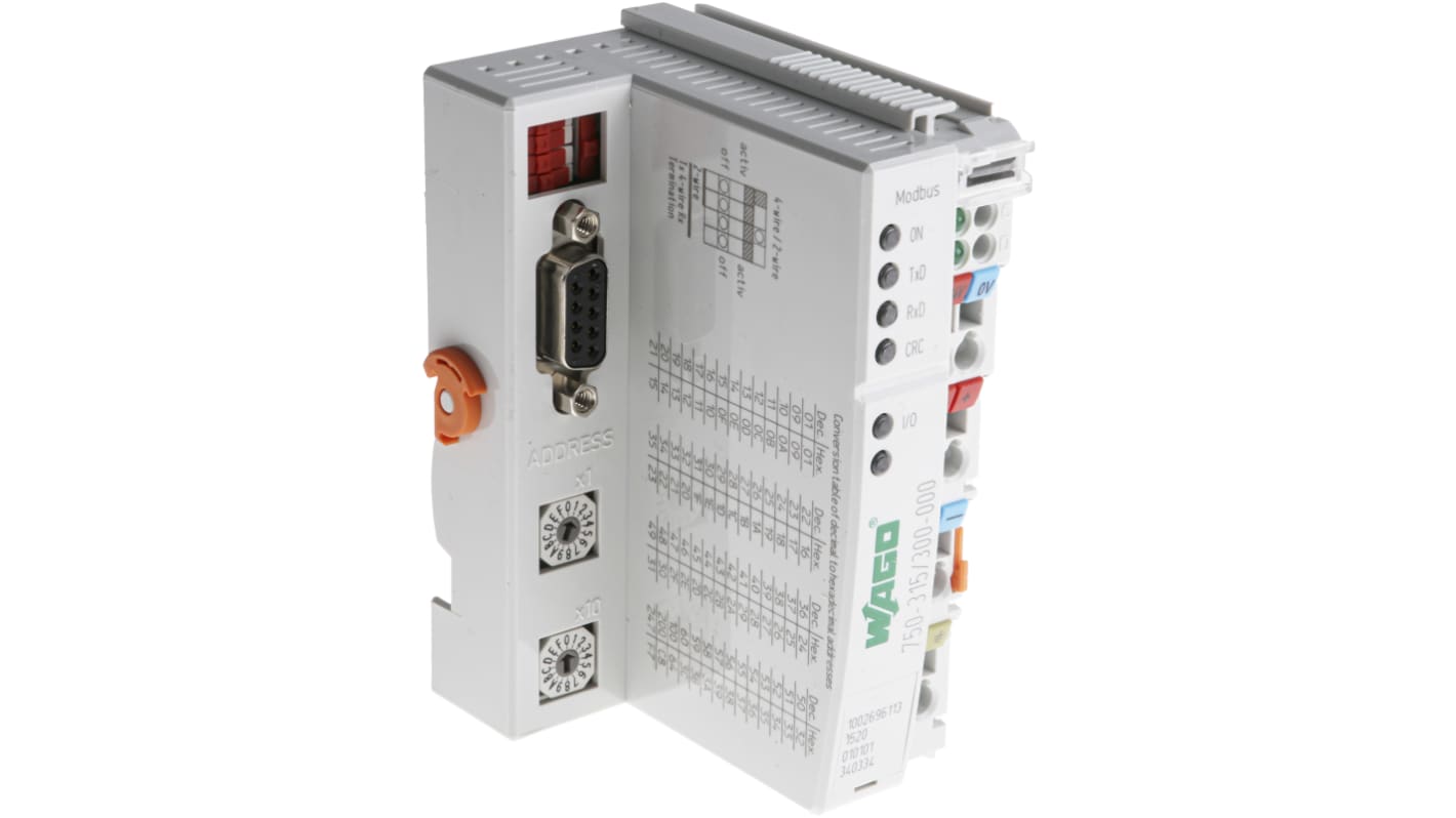 Accoppiatore Wago 750-315 per sistema I/O 750, montaggio su guida DIN, dimensioni 51 x 65 x 100 mm, compatibile con segnali digitali e analogici.