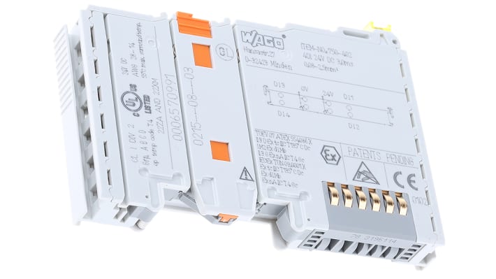 Modulo I/O digitale Wago 750402, compatibile con serie SYSMAC, 4 ingressi, montaggio su guida DIN, dimensioni 100 x 12 x 64 mm.