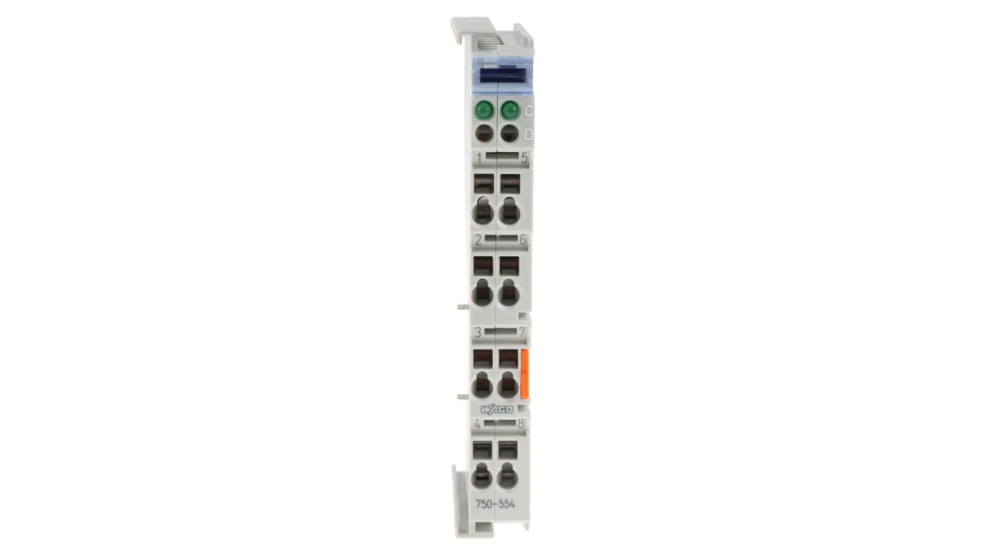 Modulo I/O Wago 750554 per guida DIN, 2 uscite analogiche 0-20 mA, dimensioni 100 x 12 x 65 mm, compatibile con SYSMAC.