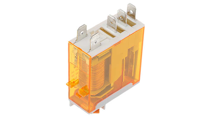 Finder 46.61.8.012.0040, relè di potenza SPDT 12V, corrente 25A, dimensioni 32,8 x 29 x 12,4 mm, attacco rapido.