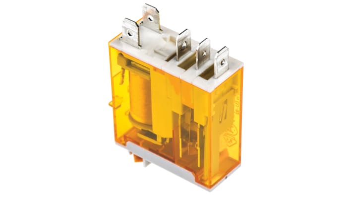 Finder 46.61.8.230.0040, relè di potenza SPDT 230V, corrente 16A, dimensioni 32,8 x 29 x 12,4 mm, attacco rapido.