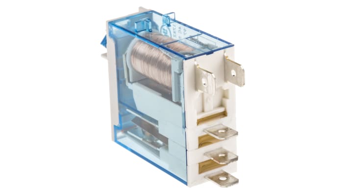 Finder 46.61.9.012.0040, relè di potenza SPDT 12V cc, corrente 25A, dimensioni 32,8 x 29 x 12,4 mm, attacco rapido.