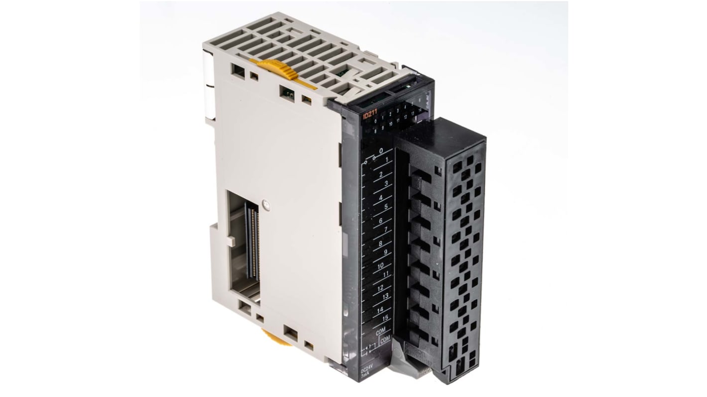 Modulo di espansione Omron CJ1W-ID211-SL per PLC Serie SYSMAC CJ, 16 ingressi digitali, dimensioni 90 x 31 x 89 mm.