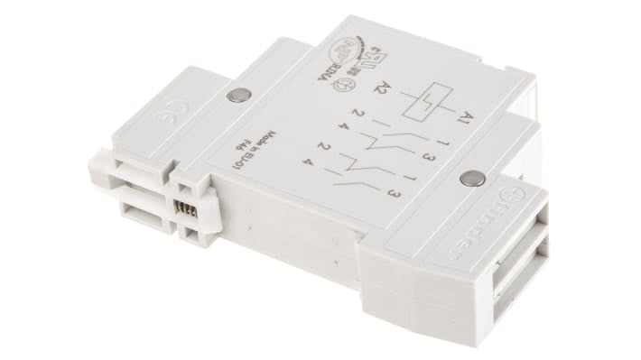 Relè di potenza Finder 20.23.8.230.0000, montaggio su guida DIN, corrente 16A, dimensioni 17.4x58.4x84mm, isolamento 4kV.