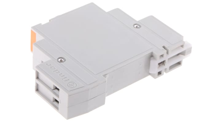 Finder 22.23.8.024.4000, relè di potenza SPST-NC e SPST-NA, bobina 24V, montaggio su guida DIN, dimensioni 17,5 x 58,4 x 84 mm.