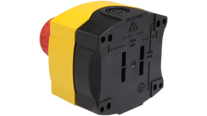 Interruttore di controllo Allen Bradley 800F-1YM1, IP66, con pulsante da 40 mm e montaggio su guida DIN. Resistente a polvere e acqua.