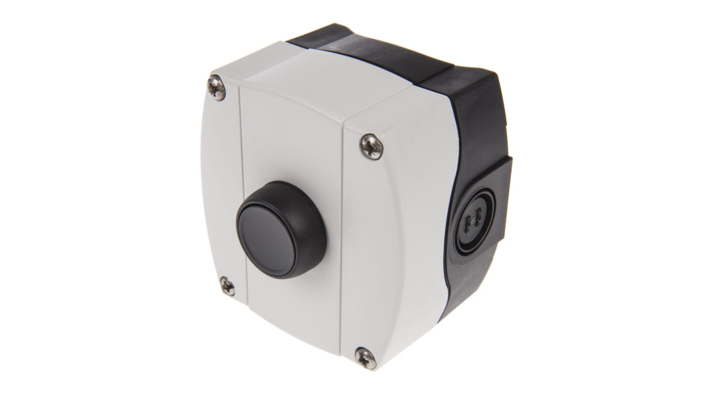 Scatola pulsante Allen Bradley 800F-1PP1, IP66, con 1 contatto N/A e 1 contatto N/C, montaggio a pannello, colore grigio.