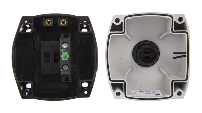 Scatola pulsante Allen Bradley 800F-1PP1, IP66, con 1 contatto N/A e 1 contatto N/C, montaggio a pannello, colore grigio.