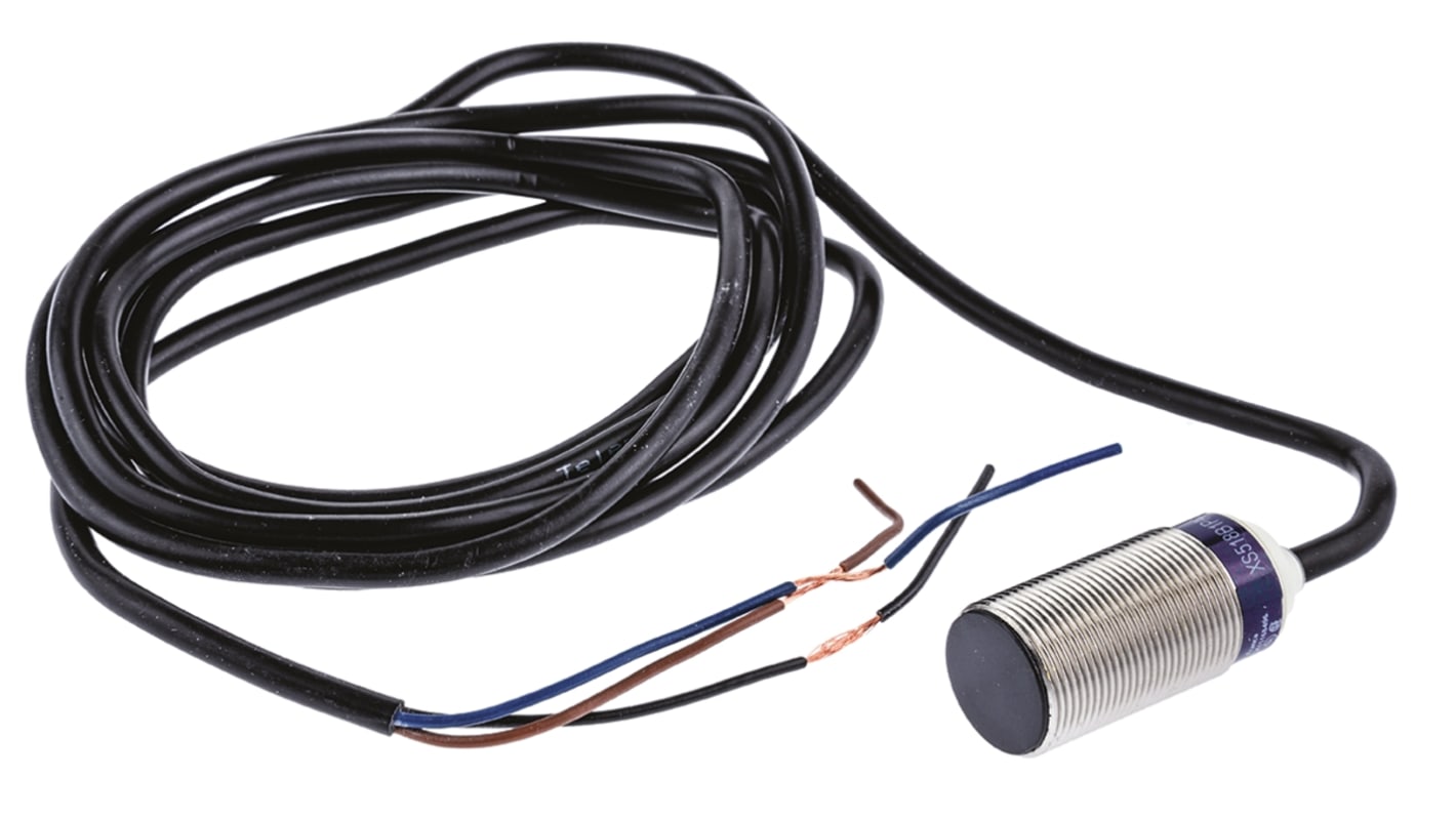 Sensore di prossimità induttivo Telemecanique XS518B1PAL2, M18 x 1, PNP, rilevamento 5 mm, IP69K. Ideale per applicazioni industriali.