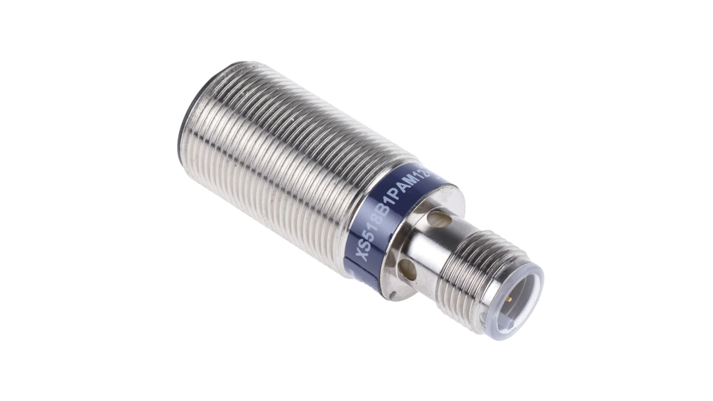 Sensore di prossimità induttivo Telemecanique XS518B1PAM12, M18, rilevamento 5 mm, PNP per applicazioni industriali.