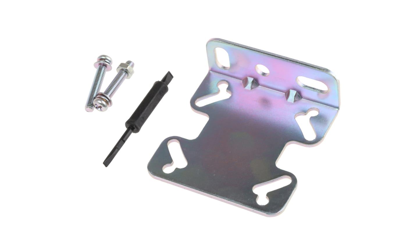 Interruttore ottico Telemecanique Sensors XUZA51 con staffa di montaggio per Serie XUK. Uscita a relè, timer integrato e allineamento LED.