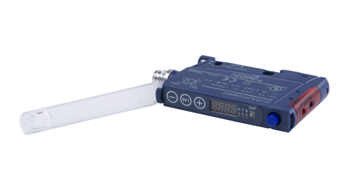 Telemecanique Sensors XUDA2PSMM8 - Amplificatore per guide in fibra ottica PNP IP65, uscite programmabili, sensibilità regolabile. Ideale per rilevamento industriale.