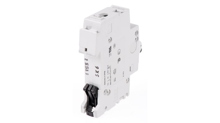 Interruttore magnetotermico ABB S201-K6, 1 polo, 6 A, montaggio su guida DIN, dimensioni 88 mm x 17,5 mm x 76 mm.