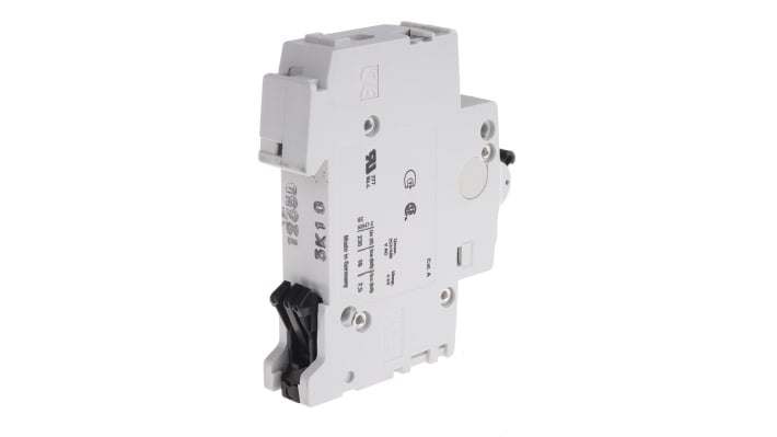 Interruttore magnetotermico ABB S201-K10, 1P 10A, 6 kA, montaggio su guida DIN, dimensioni 88mm x 17.5mm x 76mm.