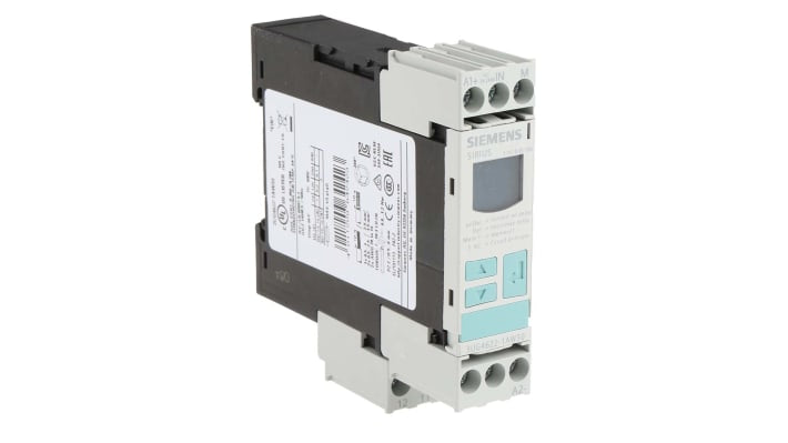 Relè di monitoraggio corrente Siemens 3UG4622-1AW30, SPDT, 50 mA - 10 A, montaggio su guida DIN, dimensioni 91 x 22,5 x 92 mm.