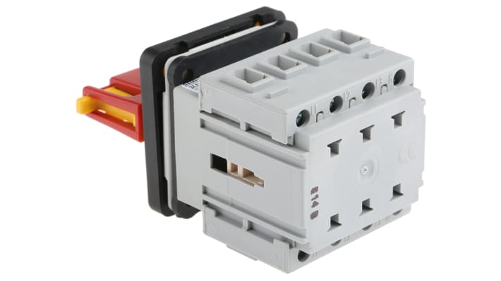 Interruttore di isolamento Siemens 3LD2022-1TL13, 3 poli, 16A, montaggio a pannello, grado di protezione IP65, dimensioni 49x49x50mm.