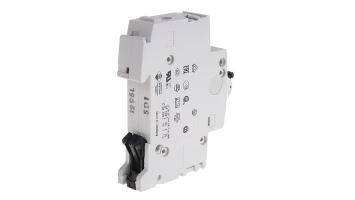 Interruttore magnetotermico ABB S201-D1, 1A, 6 kA, montaggio su guida DIN, dimensioni 17.5 mm x 88 mm x 76 mm.