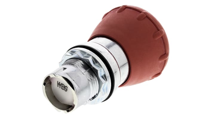 Pulsante di arresto di emergenza Allen Bradley 800FM-MK44, montaggio a pannello, diametro foro 22.5mm, grado di protezione IP66, colore rosso.