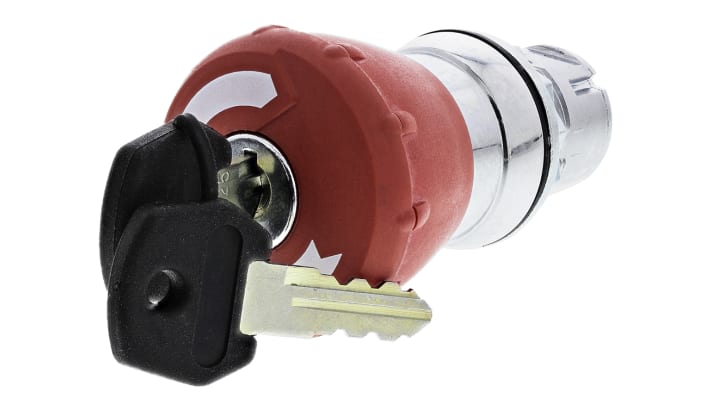 Pulsante di arresto di emergenza Allen Bradley 800FM-MK44, montaggio a pannello, diametro foro 22.5mm, grado di protezione IP66, colore rosso.