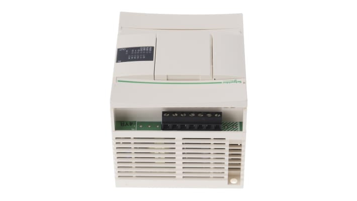 Modulo logico Schneider Electric TWDLCDA10DRF, 6 ingressi, 4 uscite relè, montaggio su guida DIN, dimensioni 90 x 80 x 70 mm.