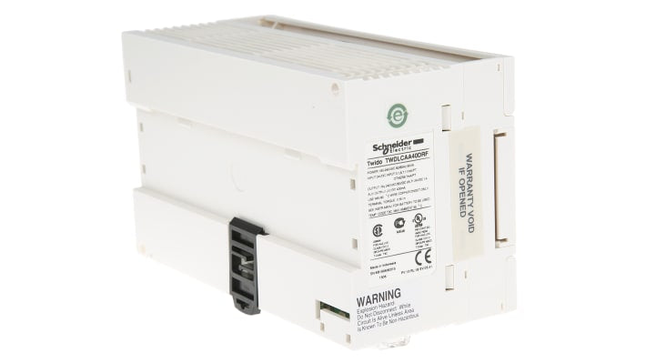 Modulo logico Schneider Electric TWDLCAA40DRF, controllore compatto con 24 ingressi e 16 uscite, montaggio su guida DIN.