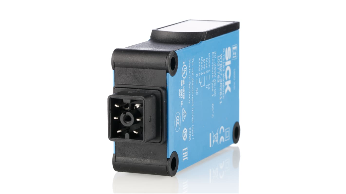 Sensore fotoelettrico rettangolare Sick WTB27-3R2611, rilevamento 30 mm a 1,6 m, montaggio a pannello, grado di protezione IP65.