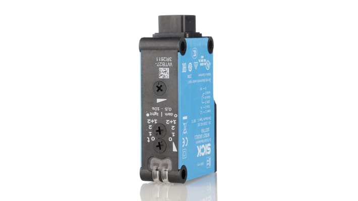 Sensore fotoelettrico rettangolare Sick WTB27-3R2611, rilevamento 30 mm a 1,6 m, montaggio a pannello, grado di protezione IP65.