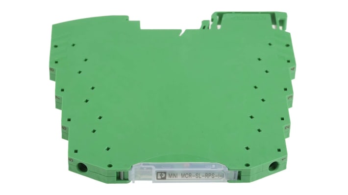 Condizionatore di segnale Phoenix Contact 2864422, montaggio su guida DIN, alimentazione 24V cc, dimensioni 6,2 x 93,1 x 102,5 mm.