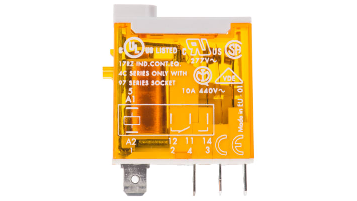 Finder 46.61.8.230.0054, relè di potenza SPDT per montaggio su PCB, 16A, 230V, dimensioni 29x32.8x12.4mm.