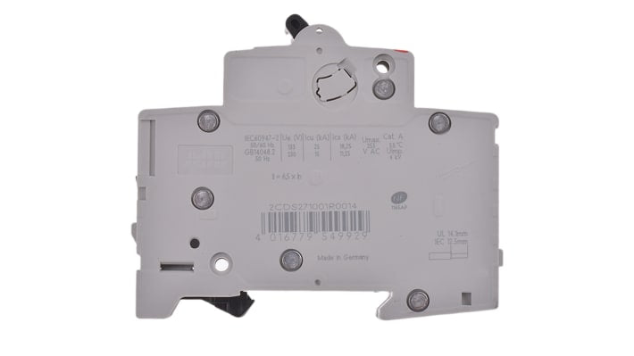 Interruttore magnetotermico ABB S201M-C1, 1 polo, 1 A, montaggio su guida DIN, dimensioni 88 x 17,5 x 69 mm.