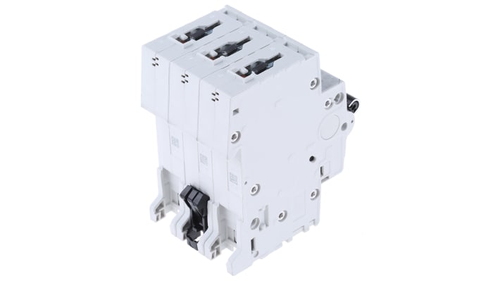 Interruttore magnetotermico ABB S203M-C10, 3 poli, 10A, montaggio su guida DIN, dimensioni 52,5 x 88 x 69 mm.