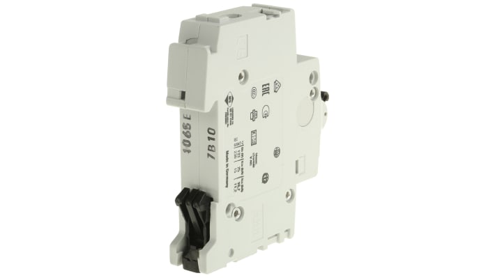 Interruttore magnetotermico ABB Tipo B, 1P 10A, montaggio su guida DIN, dimensioni 88mm x 17.5mm x 76mm, protezione IP20.