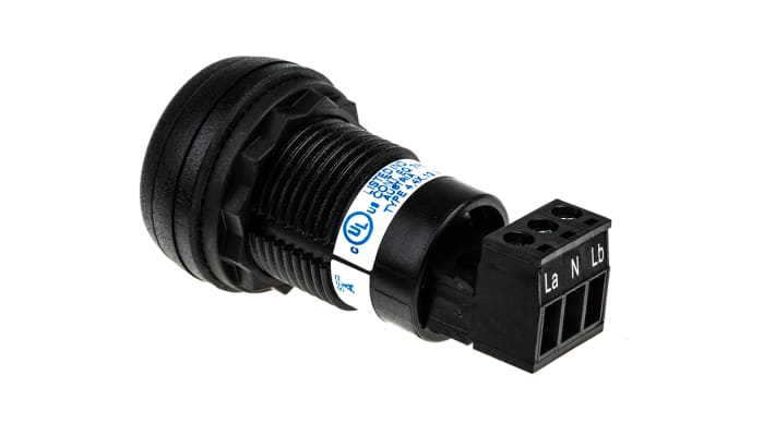 Sirena Allen Bradley 855P-B30SE22, montaggio a pannello, 80 dB, IP65, alimentazione 12-24 V, diametro 30 mm, colore nero.