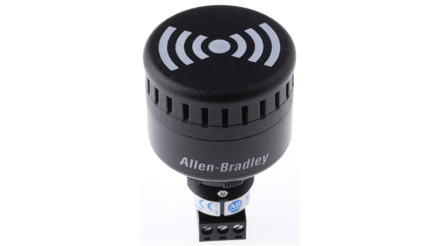Sirena Allen Bradley 855P-B30ME22, montaggio a pannello, 12-24 V, 100 dB, diametro 45 mm, grado di protezione IP65.