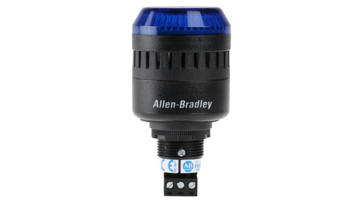 Allen Bradley 855PC-B24ME622, segnalatore acustico e luminoso LED blu, montaggio a pannello 22,5 mm, IP65, 24 V, volume 85-98 dB.