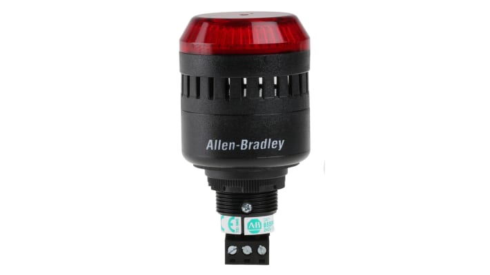 Allen Bradley 855PC-B20ME422, segnalatore acustico e luminoso IP65, montaggio a pannello, luce LED rossa, volume 85-98dB.