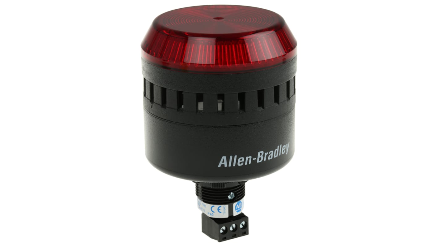Segnalatore acustico e luminoso Allen Bradley 855PC-B24LE422, 24 V, LED rosso, montaggio a pannello, IP65, temperatura -25 °C/+60 °C.