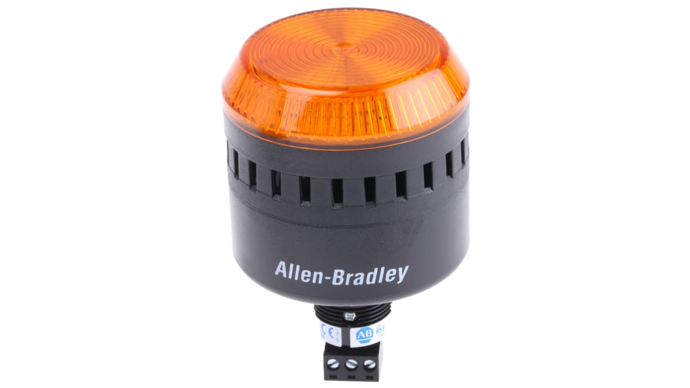 Segnalatore acustico e luminoso Allen Bradley 855PC-B24LE522, montaggio a pannello, 24 V, grado di protezione IP65, luce ambra.