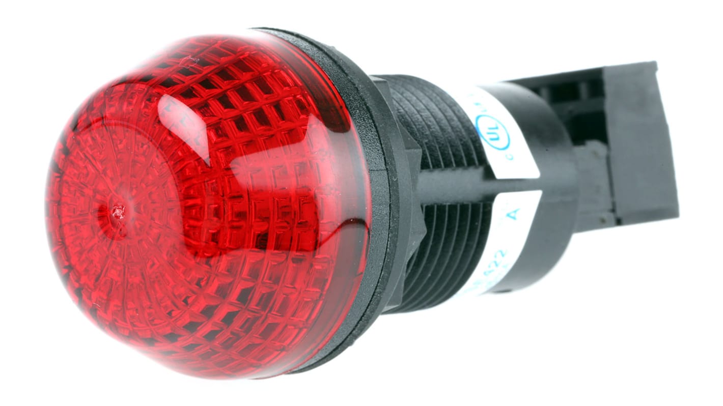 Allen Bradley 855PB-B24SE422, segnalatore LED rosso fisso, montaggio a pannello, IP65, 24 V, diametro 30 mm, altezza 49 mm.