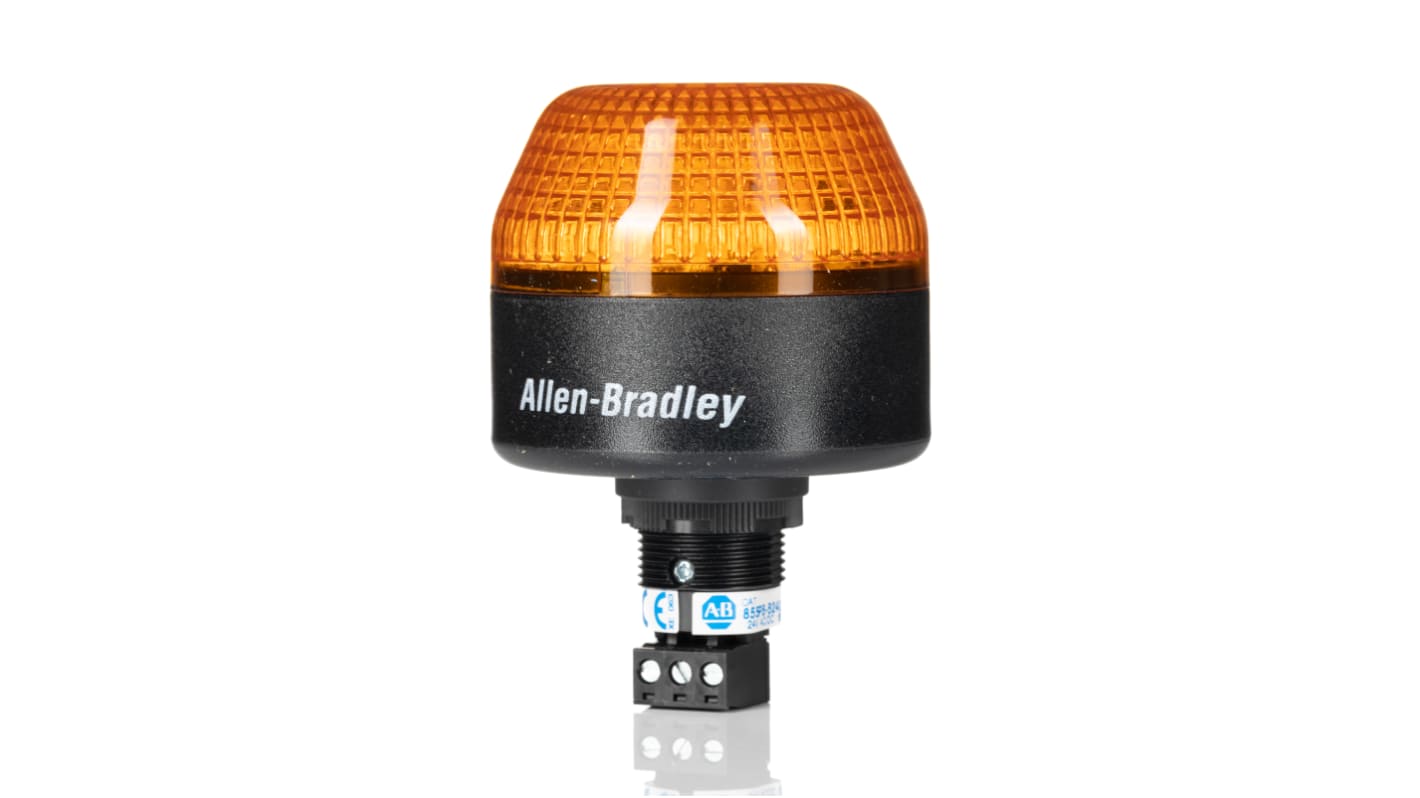 Allen Bradley 855PB-B24LE522, segnalatore LED ambra fisso, montaggio a pannello 22,5 mm, IP65, 24 V, altezza 85 mm.