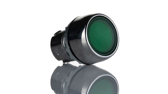 Attuatore pulsante alternato Allen Bradley 800FM-LFA3, verde, diametro 22 mm, illuminato, IP65, per ambienti umidi.