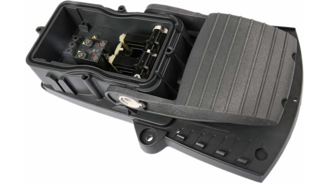 Interruttore a pedale instabile On-Off Schneider Electric XPEB310, IP66, blu, dimensioni 282x154x141mm, per applicazioni industriali.