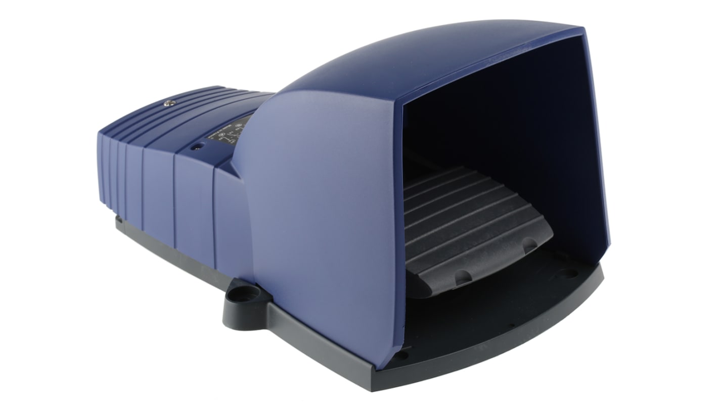 Interruttore a pedale instabile On-Off Schneider Electric XPEB311, IP66, 2NO/2NC, meccanismo in metallo, dimensioni 282mm x 141mm.