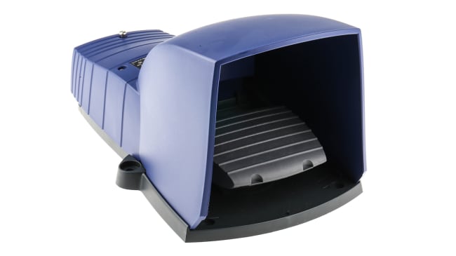 Interruttore a pedale instabile On-Off Schneider Electric XPEB611, IP66, 2NO/2NC, meccanismo in metallo, dimensioni 141mm x 282mm.